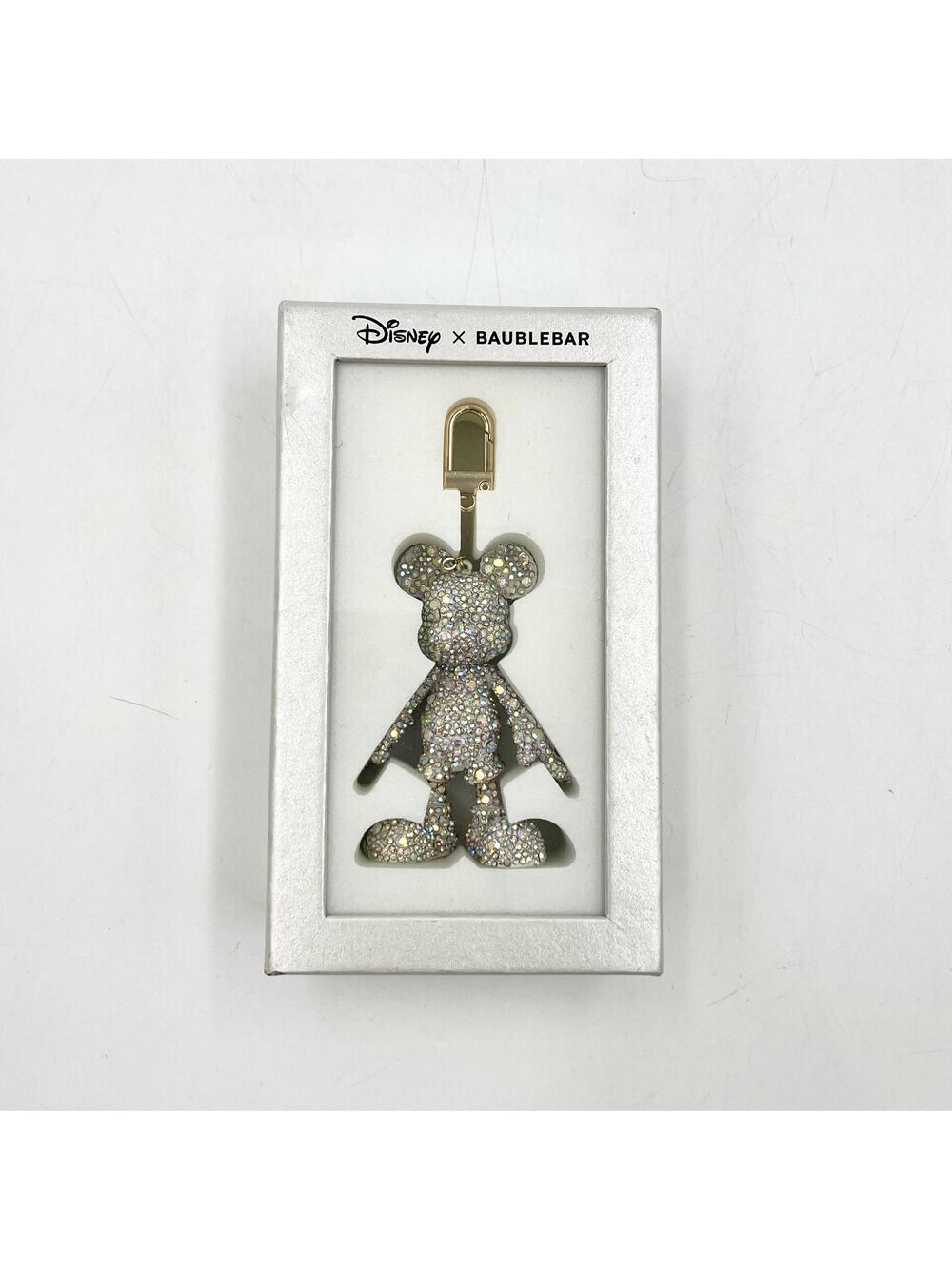 Baublebar x Disney Crystal Mickey Mouse Bag Charm Silver Iridescent